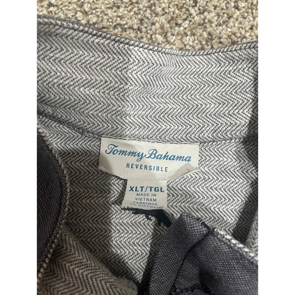 Tommy Bahama Mens XLT Reversible Quarter Zip Pullover Gray Herringbone Sweater - Picture 3 of 9